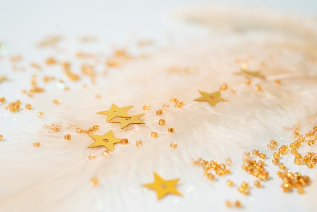 Free Photo close up on golden sparks and glitter