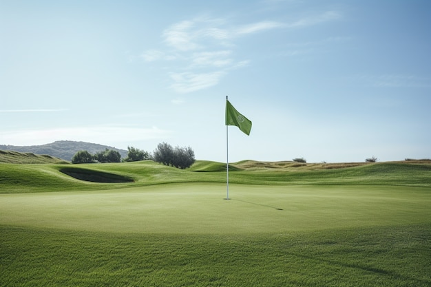 Free photo close up on golf ball flag