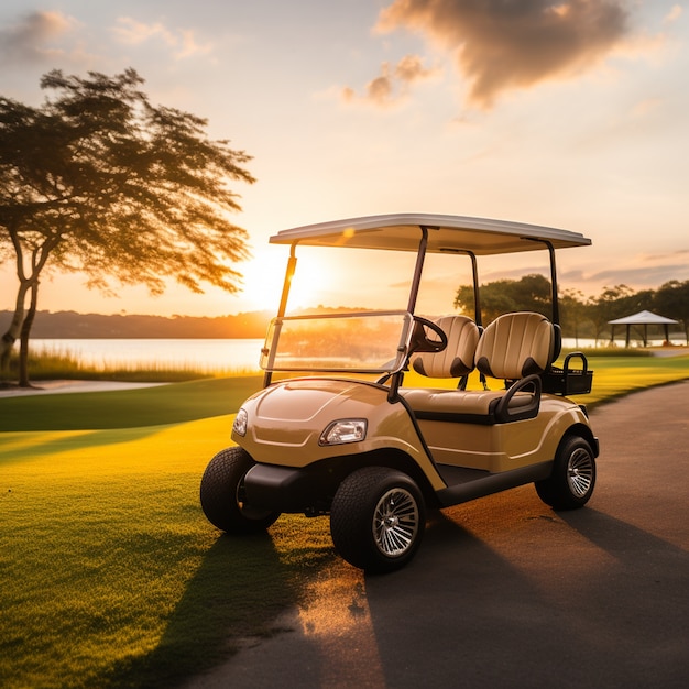 Close up on golf cart