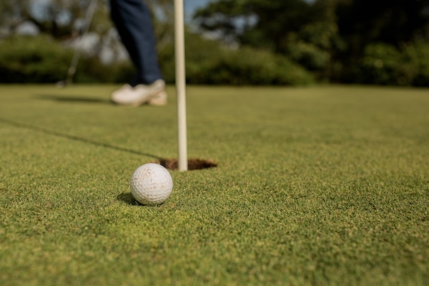 Close-up of a golf hole. Bali. Indonesia.