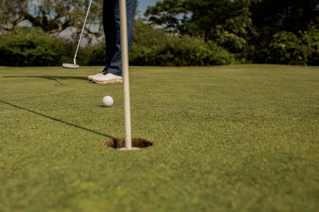 Close-up of a golf hole. Bali. Indonesia.