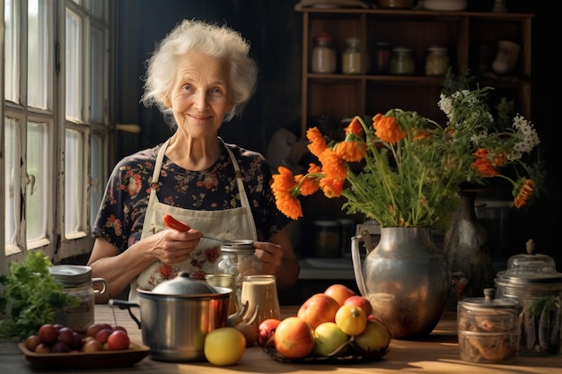 Free photo close up on grandma cooking