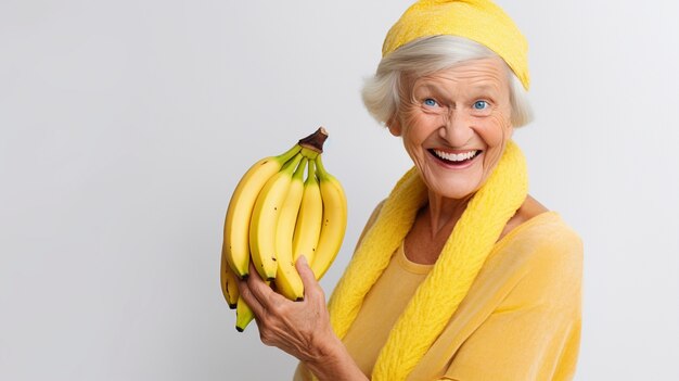 Close up on granny with bananas