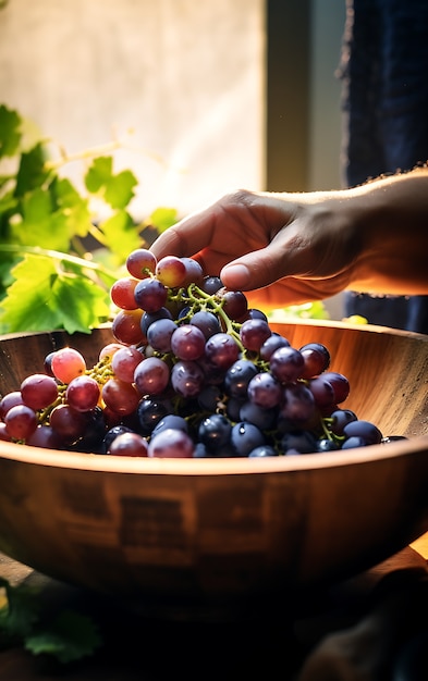 Close up on grapes seasonal fruit for winter