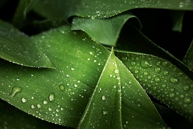 Close up on green leaves in nature