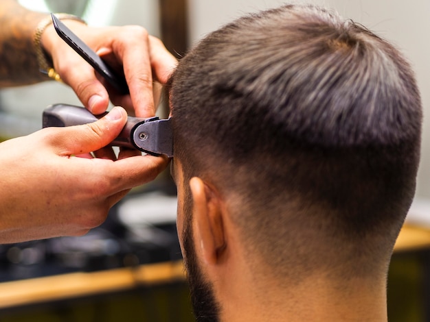 Close-up haircut of a man