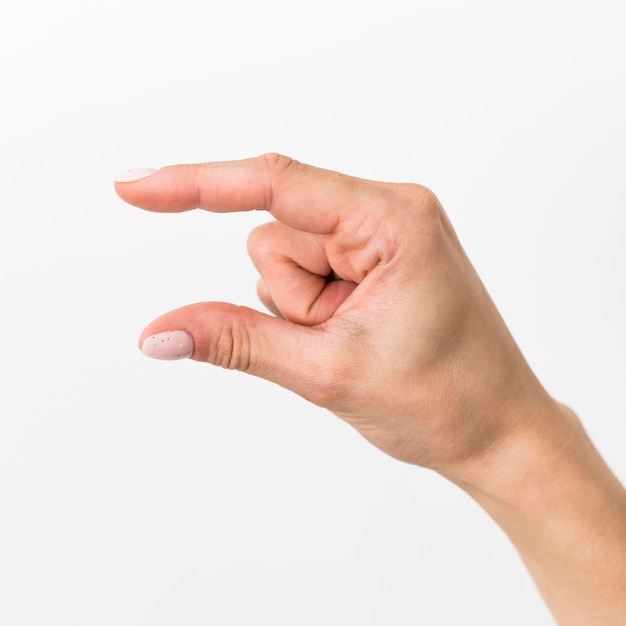 Close-up hand gesturing sign language