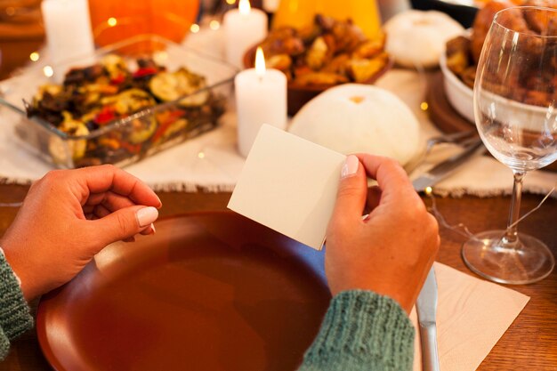 Close-up hand holding card