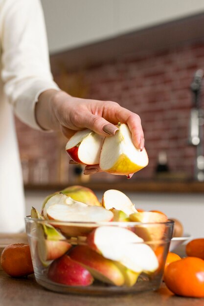 Close up hand holding fruits