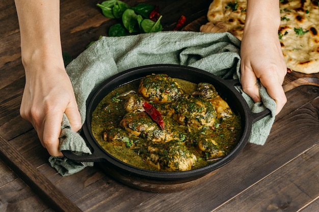 Free Photo close-up hands holding food bowl