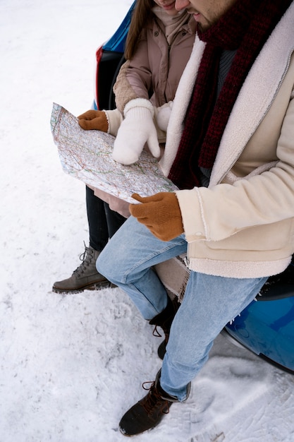 Free Photo close up hands holding map