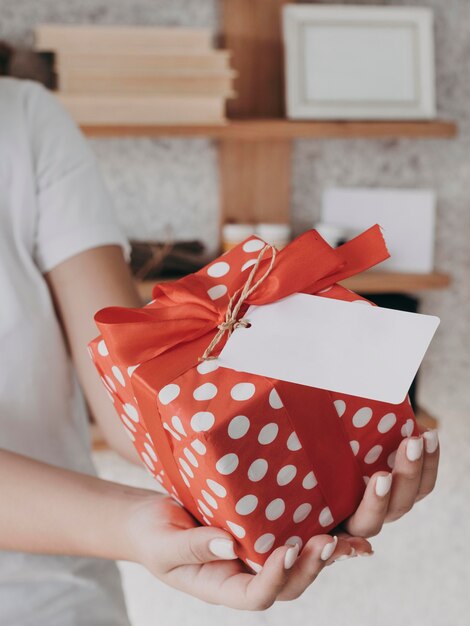 Close-up hands holding present