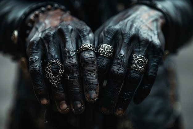 Free Photo close up on hands wearing rings