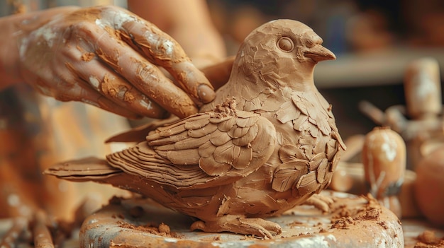 Close up on hands working on pottery