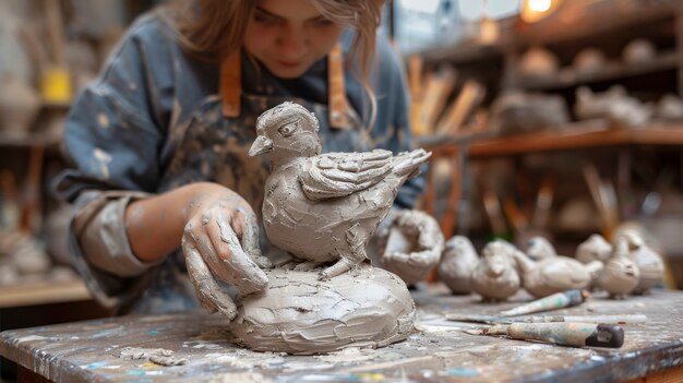 Close up on hands working on pottery