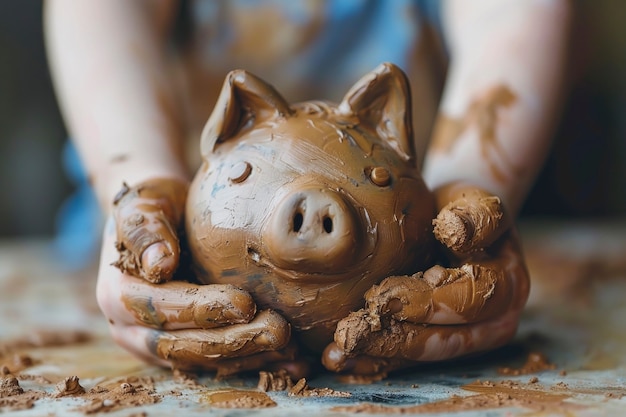 Free Photo close up on hands working on pottery