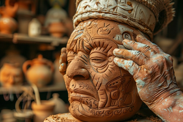 Close up on hands working on pottery