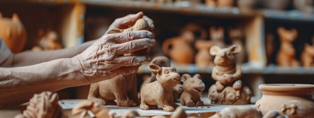 Close up on hands working on pottery