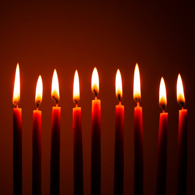 Free Photo close-up hanukkah candles burning