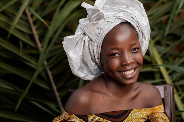 Close-up happy african girl portrait