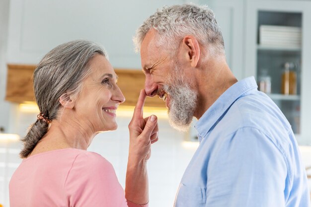 Close up happy senior couple