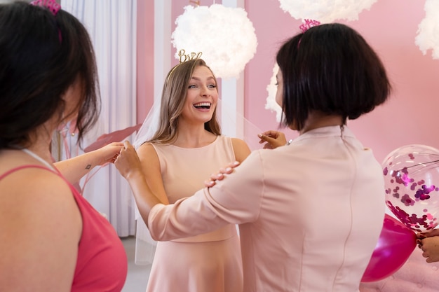 Close up happy woman at bachelorette party