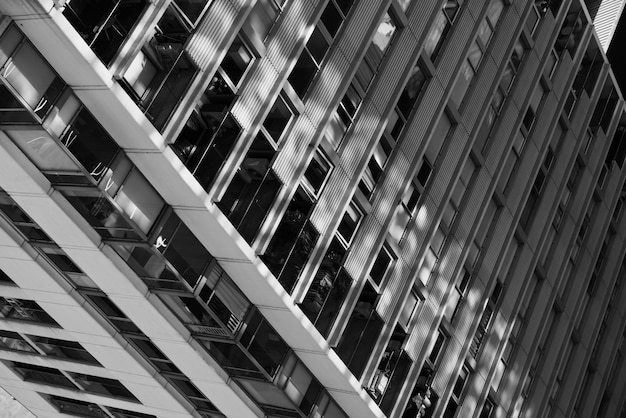 Free Photo close-up high-rise building in black and white