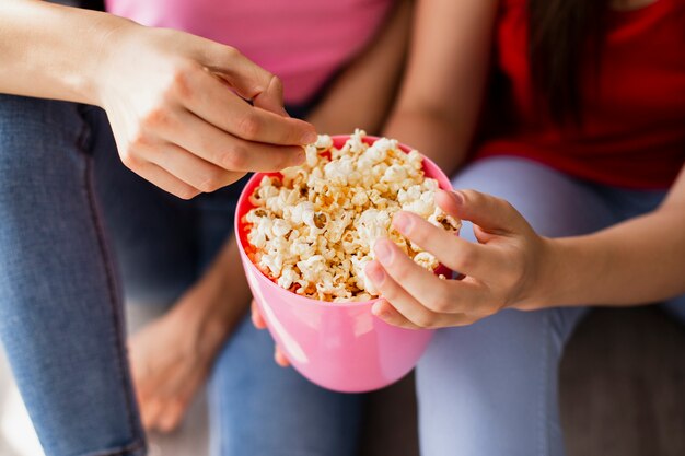 Close-up home made popcorn