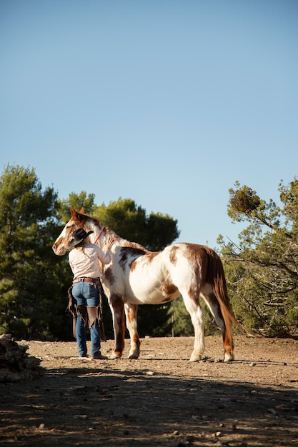 Close up on horse in nature