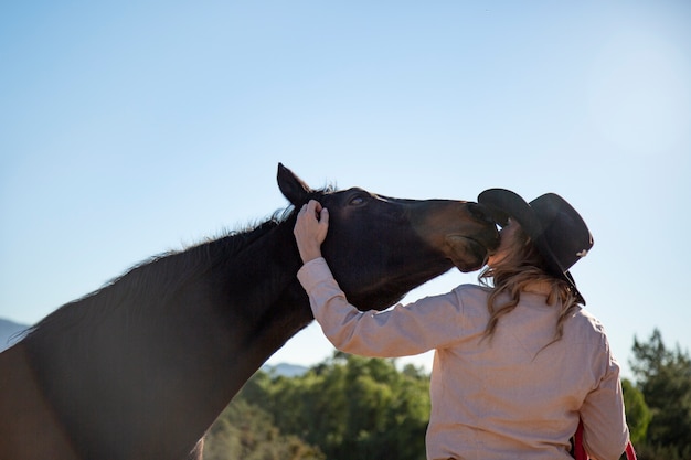 Close up on horse in nature