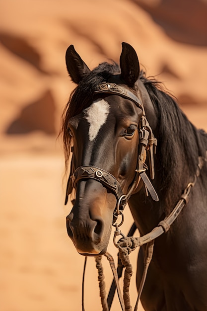 Close up on horse outdoors