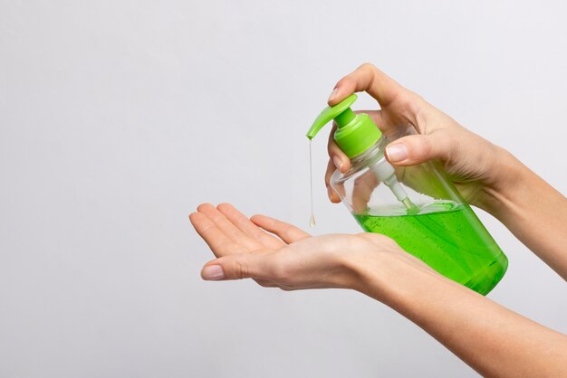 Close up on hygienic hand washing