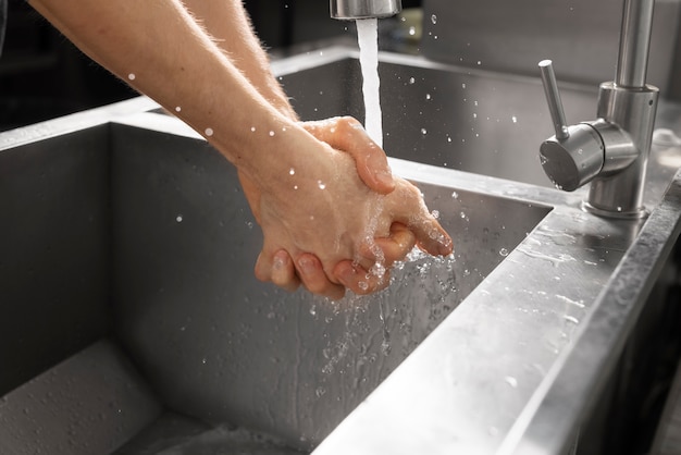 Free Photo close up on hygienic hand washing