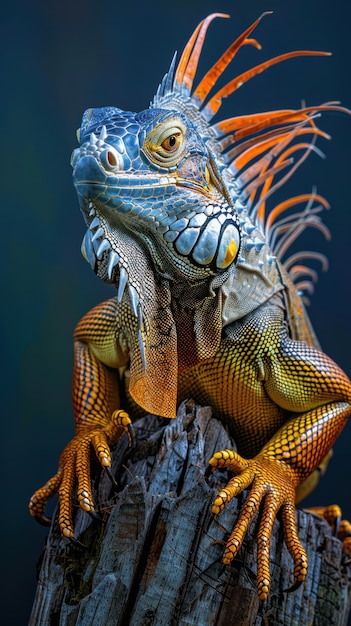 Free photo close up iguana in nature