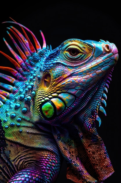 Free Photo close up iguana in nature