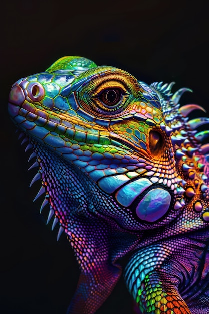 Free Photo close up iguana in nature