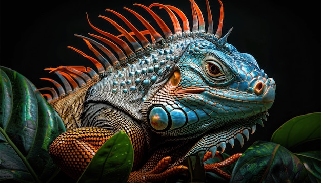 Free Photo close up iguana in nature