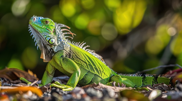 Free photo close up iguana in nature