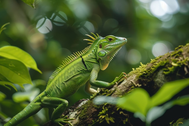 Free Photo close up iguana in nature