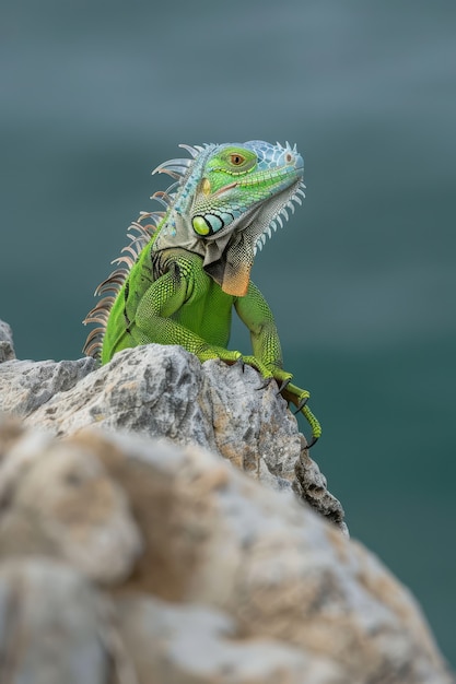 Free Photo close up iguana in nature