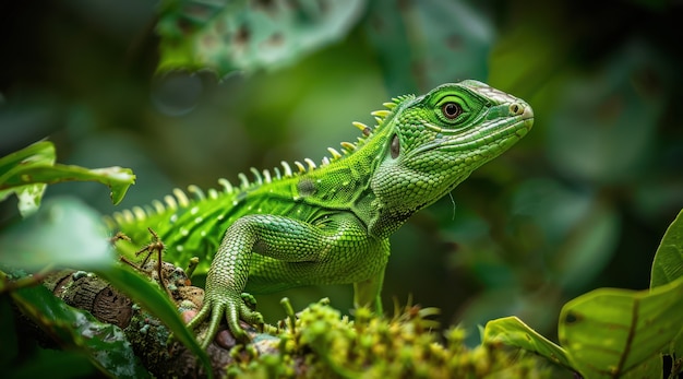 Free Photo close up iguana in nature