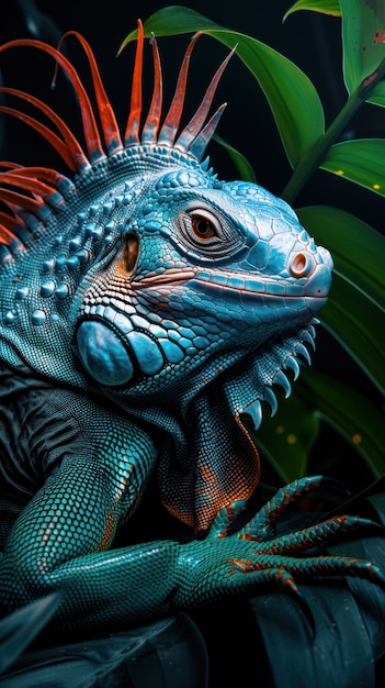 Free Photo close up iguana in nature