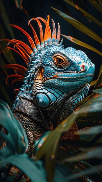 Free photo close up iguana in nature