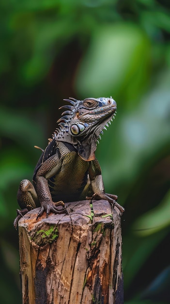 Free Photo close up iguana in nature