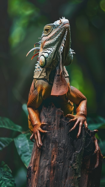 Close up iguana in nature