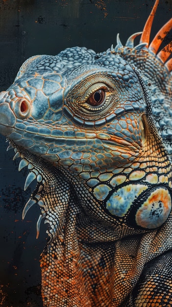 Free photo close up iguana in nature