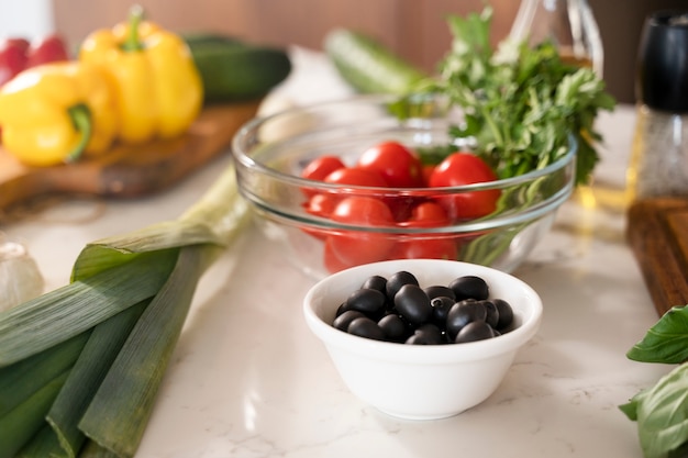 Close up on ingredients used for cooking