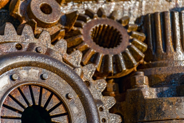 Free Photo close-up of iron gears