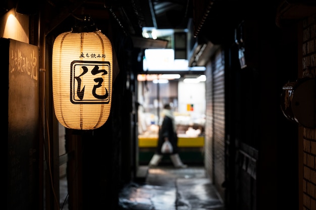 Free Photo close up on japanese street food shop