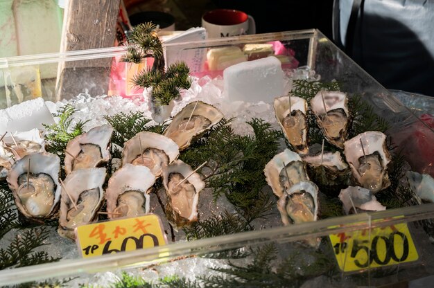 Close up on japanese street food